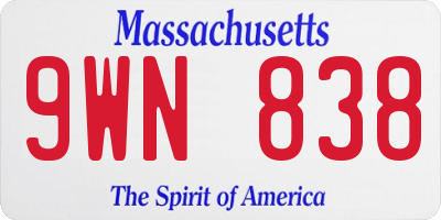 MA license plate 9WN838