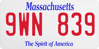 MA license plate 9WN839