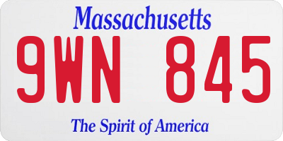 MA license plate 9WN845