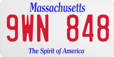 MA license plate 9WN848