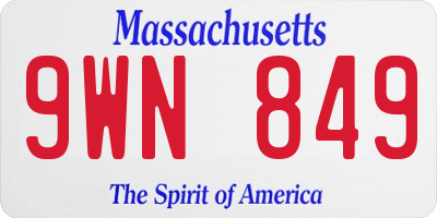 MA license plate 9WN849