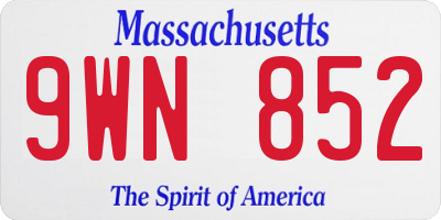 MA license plate 9WN852