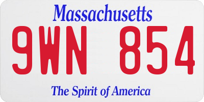 MA license plate 9WN854