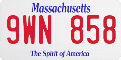 MA license plate 9WN858