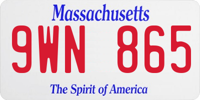 MA license plate 9WN865