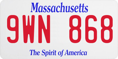 MA license plate 9WN868