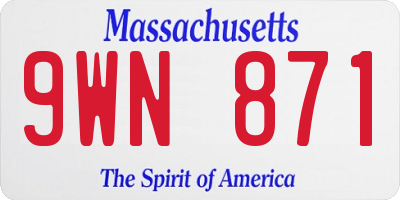 MA license plate 9WN871