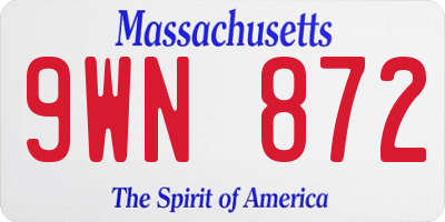 MA license plate 9WN872
