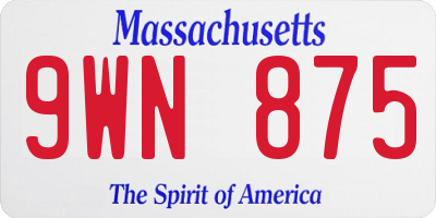 MA license plate 9WN875