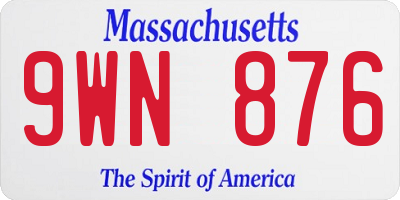 MA license plate 9WN876