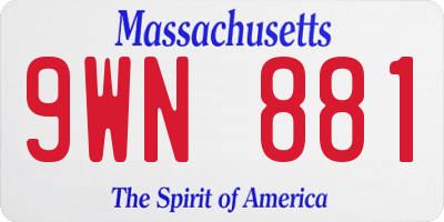 MA license plate 9WN881