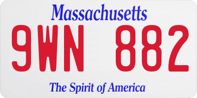 MA license plate 9WN882