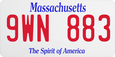MA license plate 9WN883