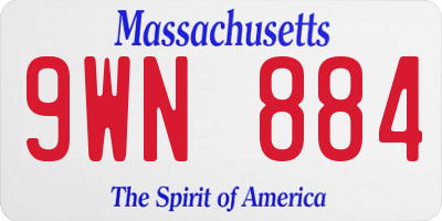 MA license plate 9WN884