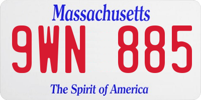 MA license plate 9WN885