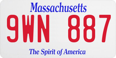 MA license plate 9WN887