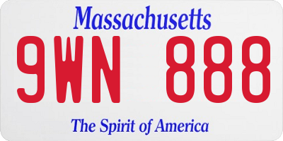 MA license plate 9WN888