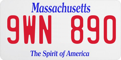 MA license plate 9WN890