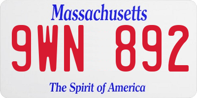 MA license plate 9WN892