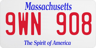 MA license plate 9WN908