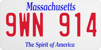 MA license plate 9WN914