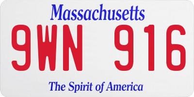 MA license plate 9WN916