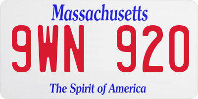 MA license plate 9WN920