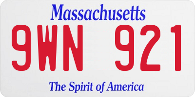 MA license plate 9WN921