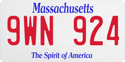 MA license plate 9WN924
