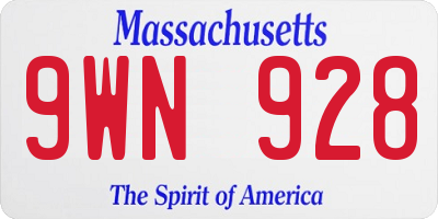 MA license plate 9WN928