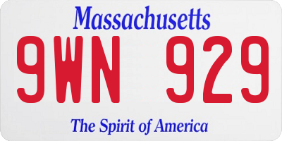 MA license plate 9WN929