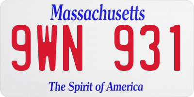 MA license plate 9WN931