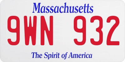 MA license plate 9WN932