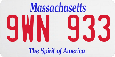 MA license plate 9WN933