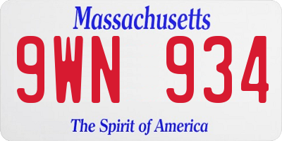 MA license plate 9WN934
