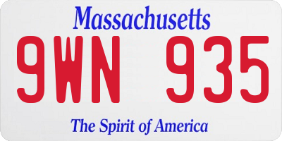 MA license plate 9WN935
