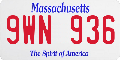 MA license plate 9WN936
