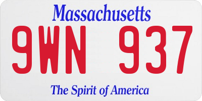 MA license plate 9WN937