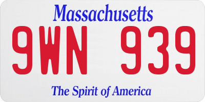 MA license plate 9WN939