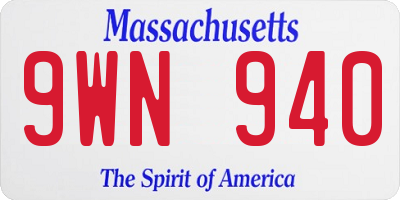 MA license plate 9WN940