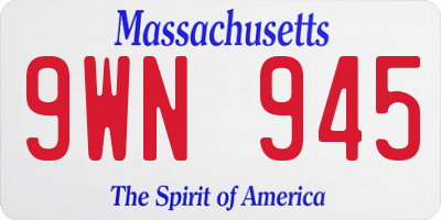 MA license plate 9WN945
