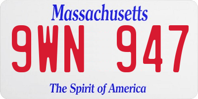MA license plate 9WN947
