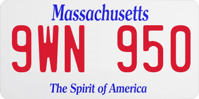 MA license plate 9WN950