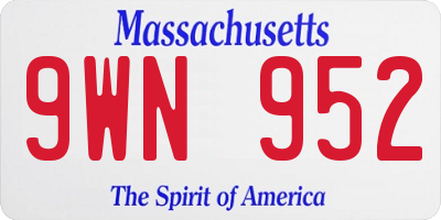 MA license plate 9WN952