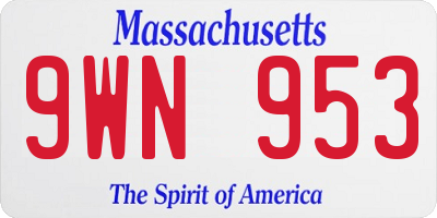 MA license plate 9WN953