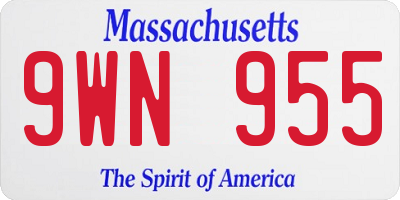 MA license plate 9WN955