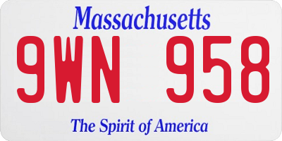 MA license plate 9WN958