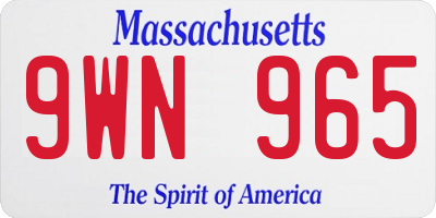MA license plate 9WN965