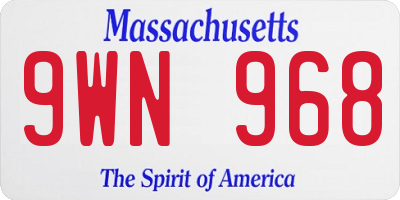 MA license plate 9WN968