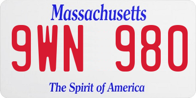 MA license plate 9WN980